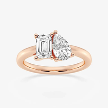Load image into Gallery viewer, Toi Et Moi Pear and Emerald Engagement Ring