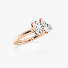 Load image into Gallery viewer, Toi Et Moi Pear and Emerald Engagement Ring