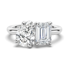 Load image into Gallery viewer, Toi et Moi Emerald Cut &amp; Pear Cut Engagement Ring