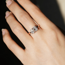 Load image into Gallery viewer, Toi et Moi Emerald Cut &amp; Pear Cut Engagement Ring