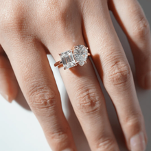 Load image into Gallery viewer, Toi et Moi Emerald Cut &amp; Pear Cut Engagement Ring