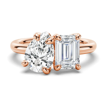 Load image into Gallery viewer, Toi et Moi Emerald Cut &amp; Pear Cut Engagement Ring