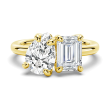 Load image into Gallery viewer, Toi et Moi Emerald Cut &amp; Pear Cut Engagement Ring