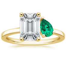 Load image into Gallery viewer, Emerald and Pear Cut Emerald Engagement Ring