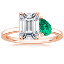 Load image into Gallery viewer, Emerald and Pear Cut Emerald Engagement Ring