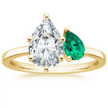 Load image into Gallery viewer, Double Stone Pear Cut Emerald Engagement Ring