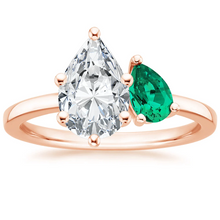 Load image into Gallery viewer, Double Stone Pear Cut Emerald Engagement Ring