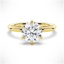 Load image into Gallery viewer, Six-Prong Solitaire Round Cut Engagement Ring With Hidden Halo
