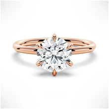 Load image into Gallery viewer, Six-Prong Solitaire Round Cut Engagement Ring With Hidden Halo