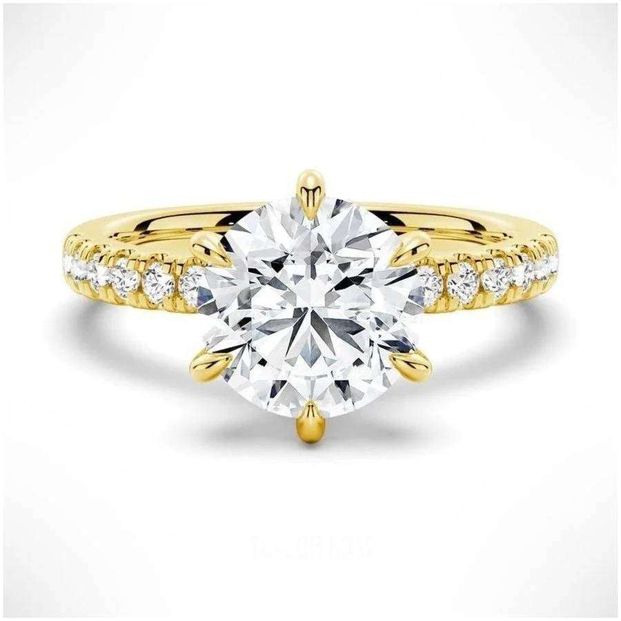 Six-Prong Round Radiant Moissanite Engagement Ring