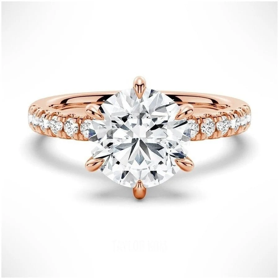 Six-Prong Round Radiant Moissanite Engagement Ring