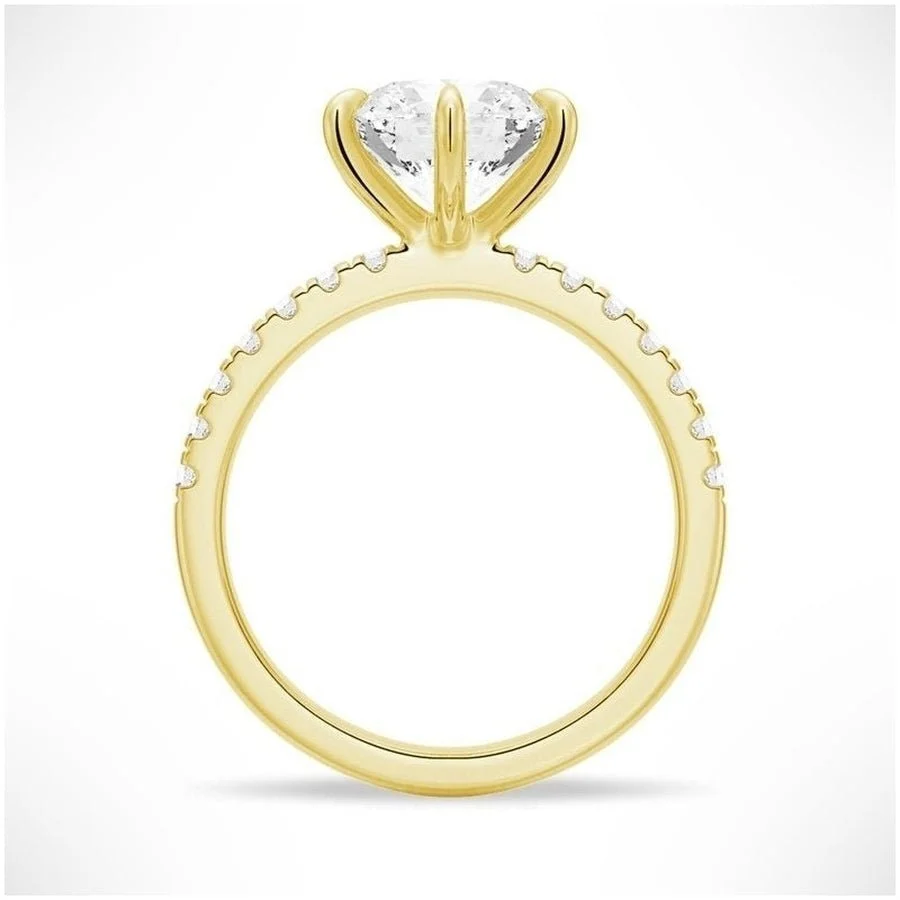 Six-Prong Round Radiant Moissanite Engagement Ring