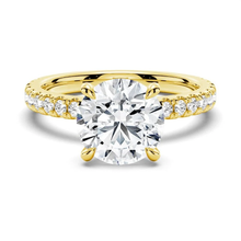 Load image into Gallery viewer, Pavé Set Round Moissanite Engagement Ring With Hidden Halo