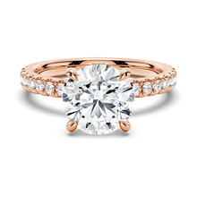 Load image into Gallery viewer, Pavé Set Round Moissanite Engagement Ring With Hidden Halo