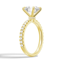 Load image into Gallery viewer, Pavé Set Round Moissanite Engagement Ring With Hidden Halo