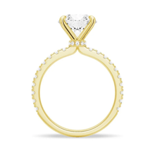 Load image into Gallery viewer, Pavé Set Round Moissanite Engagement Ring With Hidden Halo