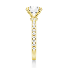 Load image into Gallery viewer, Pavé Set Round Moissanite Engagement Ring With Hidden Halo