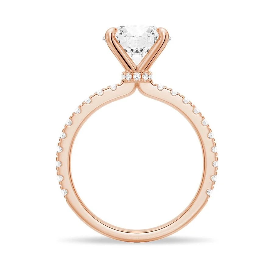 Pavé Set Round Moissanite Engagement Ring With Hidden Halo