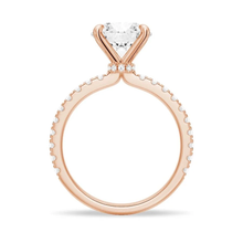Load image into Gallery viewer, Pavé Set Round Moissanite Engagement Ring With Hidden Halo