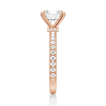 Load image into Gallery viewer, Pavé Set Round Moissanite Engagement Ring With Hidden Halo