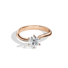 Load image into Gallery viewer, Six-Prong Wave Solitaire Round Cut Engagement Ring
