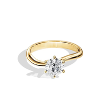 Load image into Gallery viewer, Six-Prong Wave Solitaire Round Cut Engagement Ring