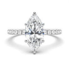 Load image into Gallery viewer, French Pavé Marquise Moissanite Engagement Ring With Hidden Halo