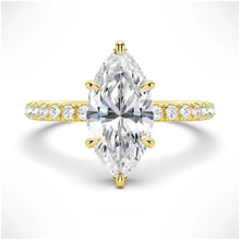 Load image into Gallery viewer, French Pavé Marquise Moissanite Engagement Ring With Hidden Halo