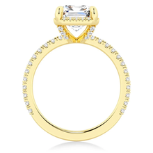 Load image into Gallery viewer, Half Eternity Emerald Cut Moissanite Halo Engagement Ring