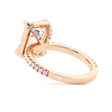Load image into Gallery viewer, Half Eternity Emerald Cut Moissanite Halo Engagement Ring