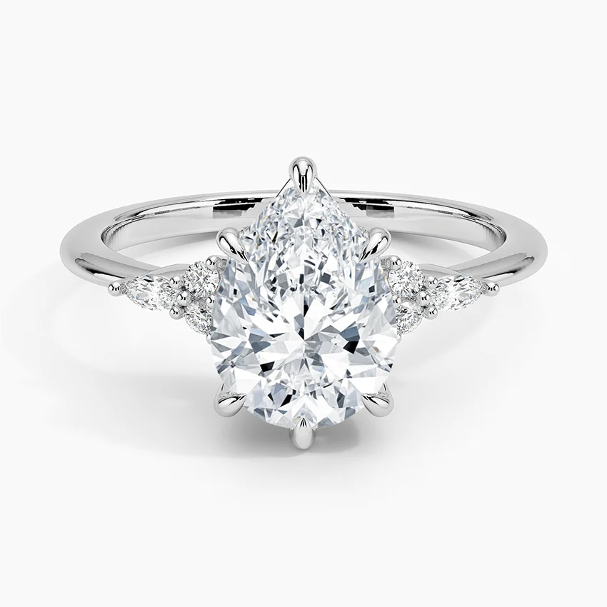 Elegant Pear Moissanite Engagement Ring with Accent Stones