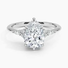 Load image into Gallery viewer, Elegant Pear Moissanite Engagement Ring with Accent Stones