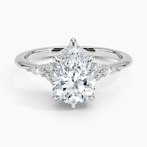 Elegant Pear Moissanite Engagement Ring with Accent Stones