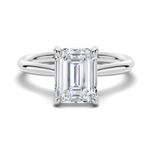 Load image into Gallery viewer, Classic Emerald Cut Moissanite Engagement Ring With Hidden Halo
