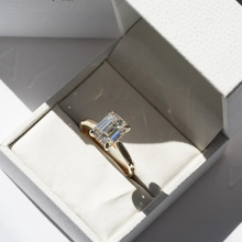 Load image into Gallery viewer, Classic Emerald Cut Moissanite Engagement Ring With Hidden Halo