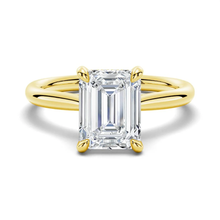Load image into Gallery viewer, Classic Emerald Cut Moissanite Engagement Ring With Hidden Halo