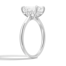 Load image into Gallery viewer, Classic Emerald Cut Moissanite Engagement Ring With Hidden Halo