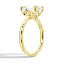 Load image into Gallery viewer, Classic Emerald Cut Moissanite Engagement Ring With Hidden Halo