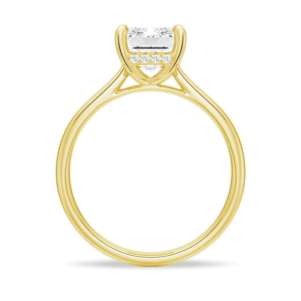 Classic Emerald Cut Moissanite Engagement Ring With Hidden Halo