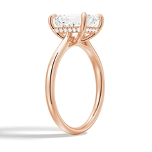 Load image into Gallery viewer, Classic Emerald Cut Moissanite Engagement Ring With Hidden Halo