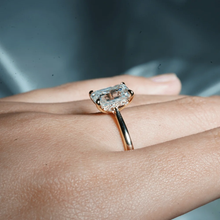 Load image into Gallery viewer, Classic Emerald Cut Moissanite Engagement Ring With Hidden Halo