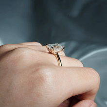 Load image into Gallery viewer, Classic Emerald Cut Moissanite Engagement Ring With Hidden Halo