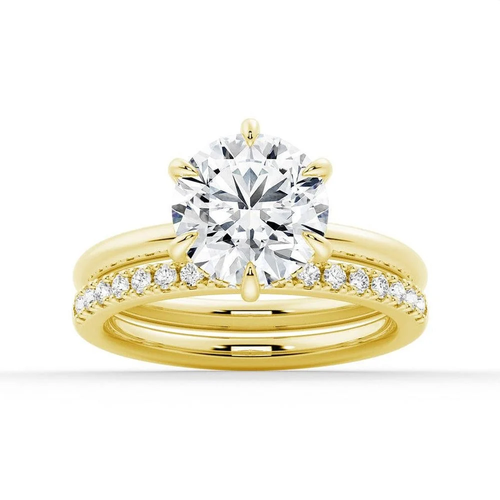 Solitaire Round Hidden Halo Moissanite Bridal Set