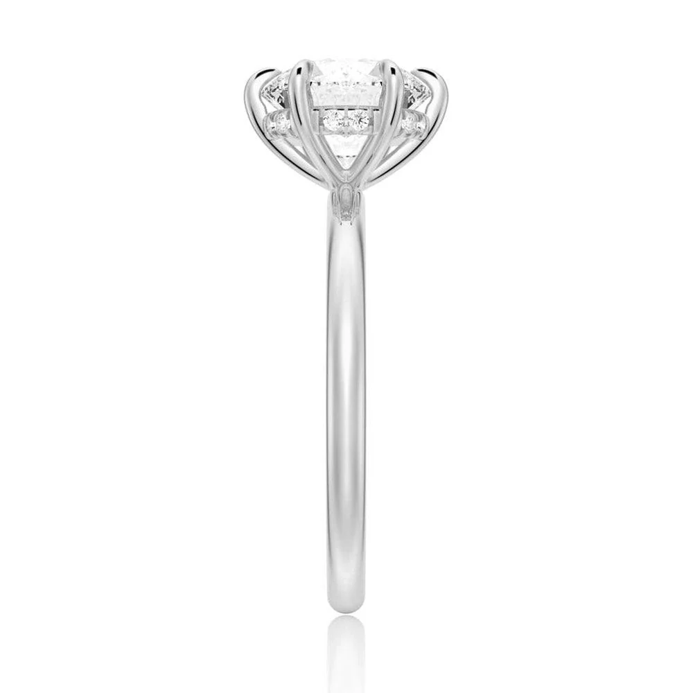 Solitaire Round Hidden Halo Moissanite Bridal Set