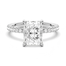 Load image into Gallery viewer, Radiant Cut Moissanite Engagement Ring with Eternity Pavé Band