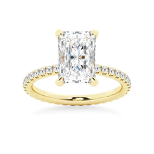 Load image into Gallery viewer, Radiant Cut Moissanite Engagement Ring with Eternity Pavé Band