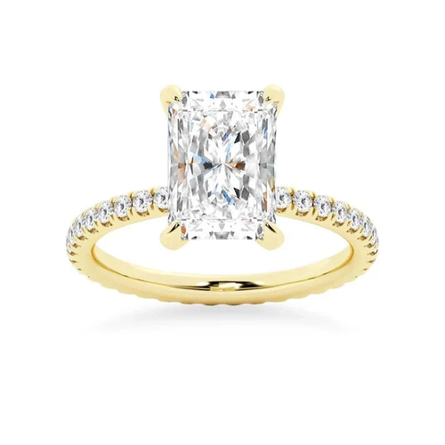 Radiant Cut Moissanite Engagement Ring with Eternity Pavé Band