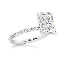 Load image into Gallery viewer, Radiant Cut Moissanite Engagement Ring with Eternity Pavé Band