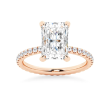 Load image into Gallery viewer, Radiant Cut Moissanite Engagement Ring with Eternity Pavé Band