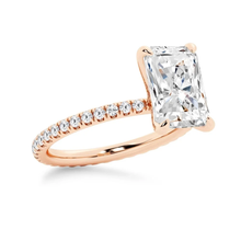 Load image into Gallery viewer, Radiant Cut Moissanite Engagement Ring with Eternity Pavé Band